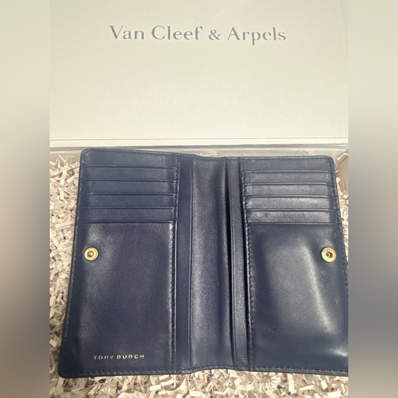 Tory Burch Dark Blue Quilted Card Holder